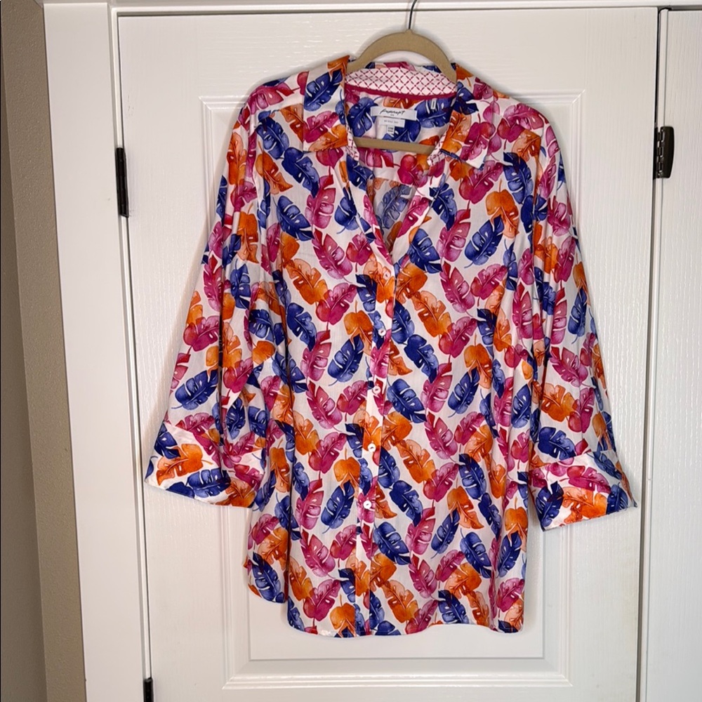 Colorful Feather Print Women's Top